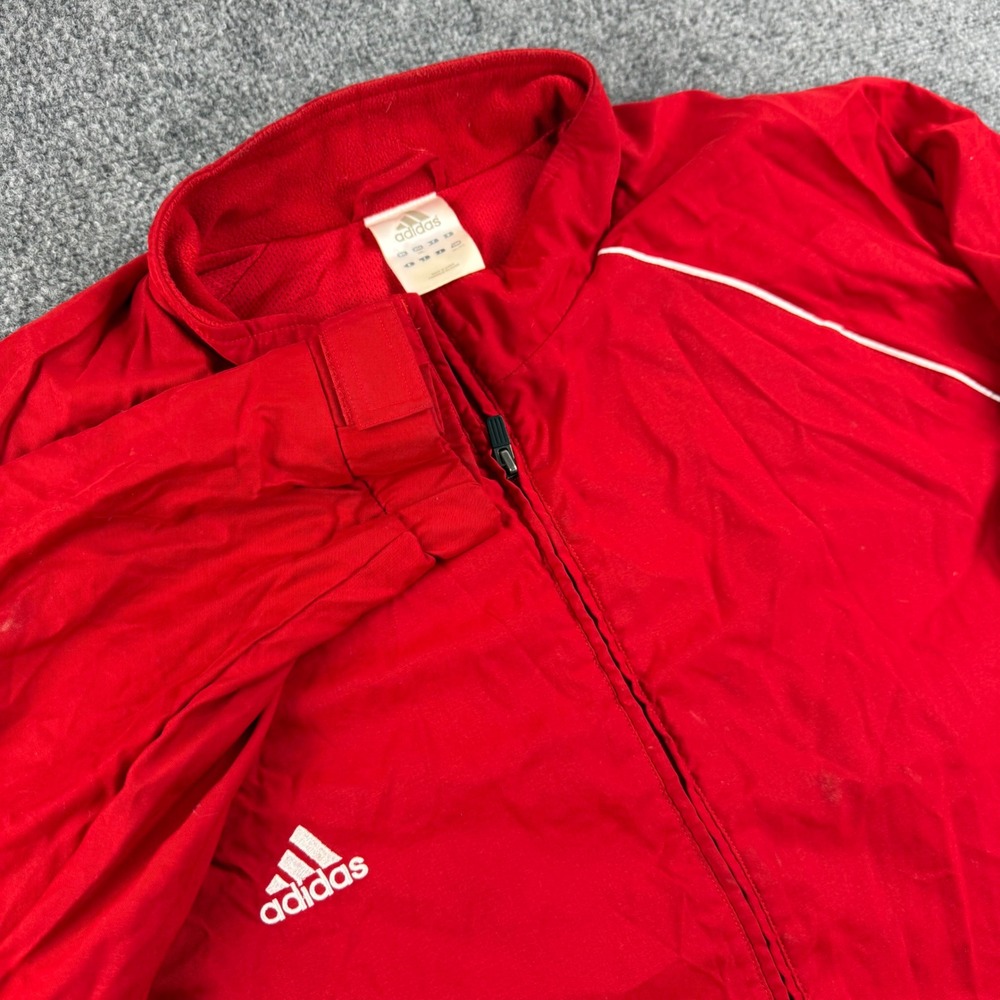 Adidas Track Jacket 3XL Red Full Zip Windbreaker Mens